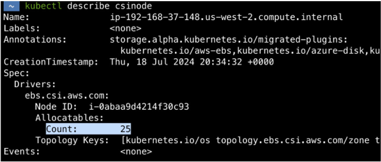 an example of the CSINode Allocatables.Count attribute.